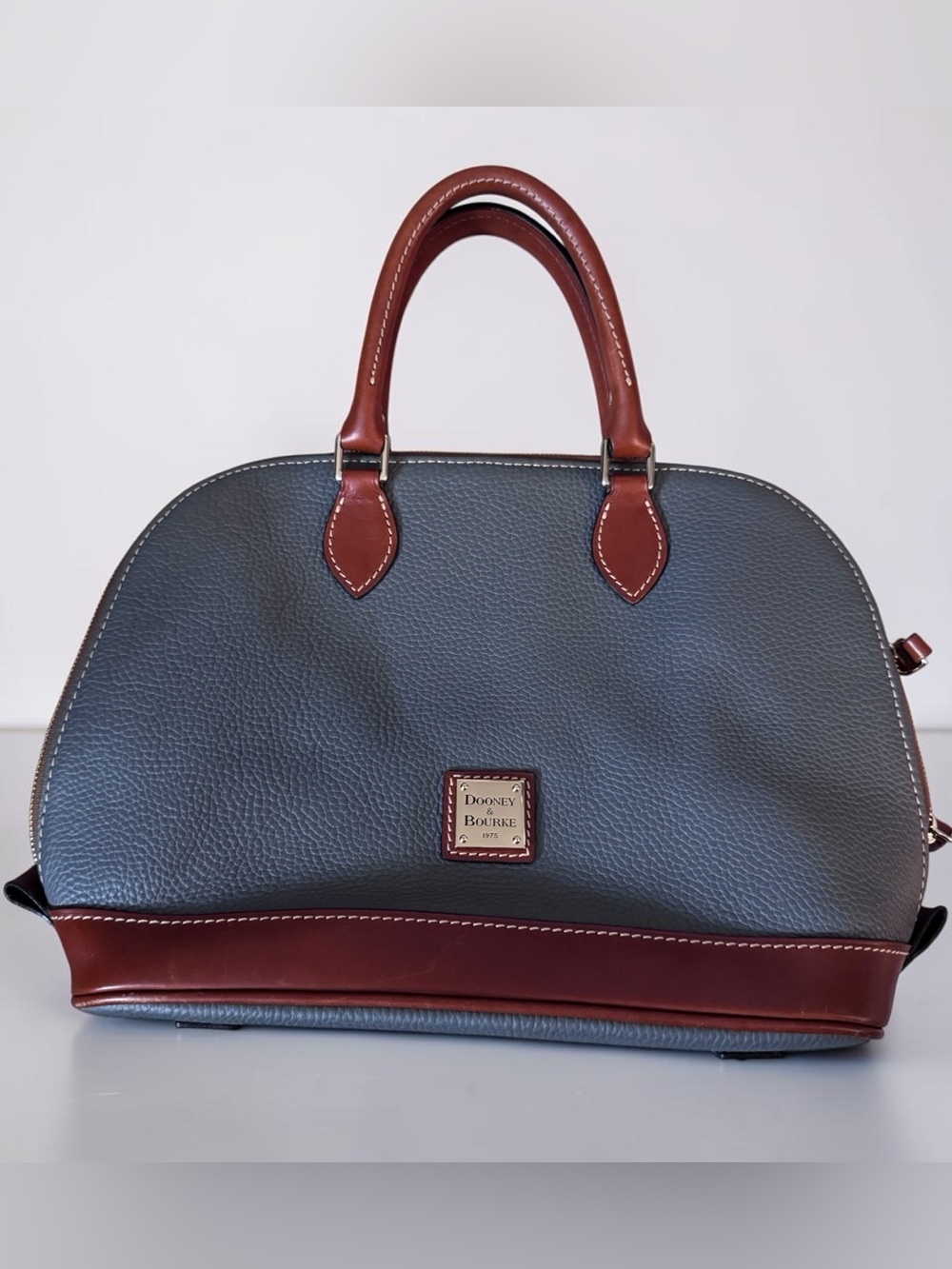 Dooney & Bourke Pebble Grain Zip Zip Satchel in Slate